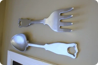 metal fork and spoon decor
